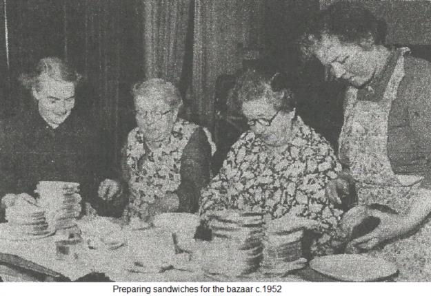 Preparing sandwiches for the bazaar c.1952