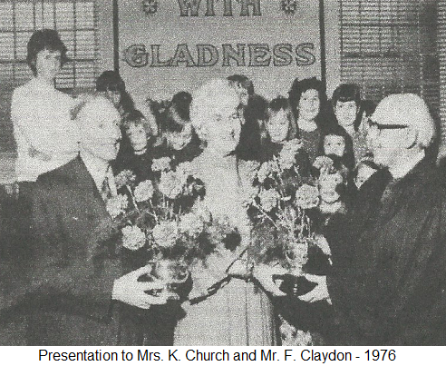 Presentation to Mrs. K. Church and Mr. F. Claydon - 1976